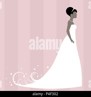Semplice, elegante illustrazione di una bella sposa contro un sfondo modellato Foto Stock