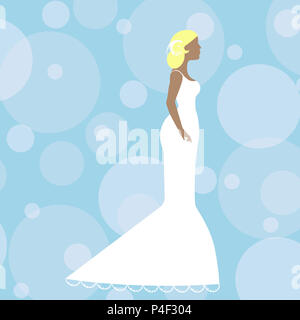 Semplice, elegante illustrazione di una bella sposa contro un sfondo modellato Foto Stock