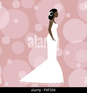 Semplice, elegante illustrazione di una bella sposa contro un sfondo modellato Foto Stock