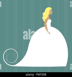 Semplice, elegante illustrazione di una bella sposa contro un sfondo modellato Foto Stock