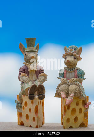 Decorazioni per sposo e sposa fornite come regalo di nozze alla coppia felice nel loro giorno speciale. Foto Stock