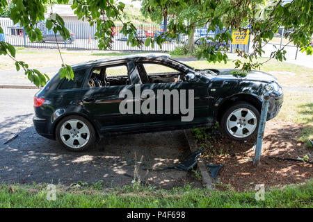 Nero Audi A3 rubate e bruciate Foto Stock