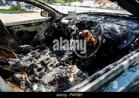 Nero Audi A3 rubate e bruciate Foto Stock