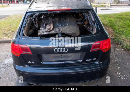 Nero Audi A3 rubate e bruciate Foto Stock