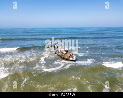 Relitto di nave lungo la Skeleton Coast in Western Namibia adottate nel gennaio 2018 Foto Stock