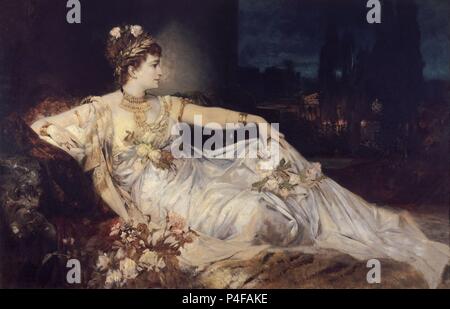 'Charlotte Wolter come Messalina", 1875, olio su tela, 143 x 227 cm. Autore: Hans Makart (1840-1884). Posizione: Kunsthistorisches Museum / Museo de Bellas Artes, Wien. Foto Stock