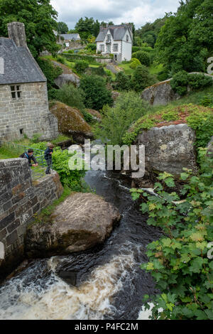 Le Chaos de Rochers, Huelgoat, Finistère Bretagna, Francia Foto Stock