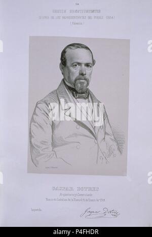 CORTES CONSTITUYENTES - GALERIA DE LOS REPRESENTANTES DEL PUEBLO 1854 - LITOGRAFIA DE GASPAR DOTRES. Autore: J. Vallejo. Posizione: Congreso de los Diputados-ARCHIVO, MADRID, Spagna. Foto Stock