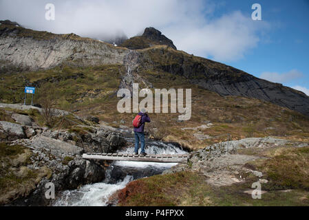 Catturare la scena, Moskenes, Isole Lofoten in Norvegia. Foto Stock