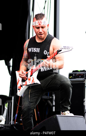 Rock sulla gamma 2018 Music Festival a MAPFRE Stadium di Columbus, OH, Stati Uniti d'America il 18 maggio 2018 - Giorno 1 dotata di: Atreyu dove: Columbus, Ohio, Stati Uniti quando: 18 maggio 2018 Credit: Adam Bielawski/WENN.com Foto Stock