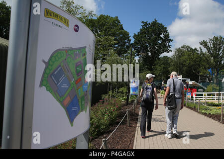 Scene in generale i dintorni i motivi al Priory club davanti a giocare. Natura Valle Classic 2018, internazionale di tennis femminile, giorno 5 al Edgbaston Priory Club a Birmingham, Inghilterra su Venerdì 22 Giugno 2018. pic da Andrew Orchard/Alamy Live News Foto Stock