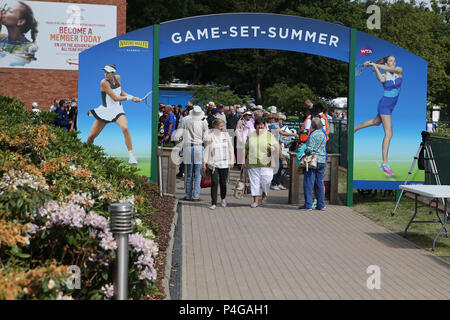 Scene in generale i dintorni i motivi al Priory club davanti a giocare. Natura Valle Classic 2018, internazionale di tennis femminile, giorno 5 al Edgbaston Priory Club a Birmingham, Inghilterra su Venerdì 22 Giugno 2018. pic da Andrew Orchard/Alamy Live News Foto Stock