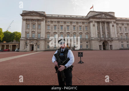 Agente di polizia armato a Buckingham Palace Foto Stock