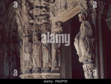 DETALLE DEL PORTICO DE LA GLORIA - SIGLO XII - ROMANICO ESPAÑOL. Autore: Maestro Mateo (c. 1150-c. 1200). Posizione: CATEDRAL-interno, SANTIAGO DE COMPOSTELA, A CORUÑA, Spagna. Foto Stock