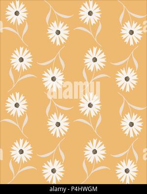 Vector seamless pattern astratti con cornflowers bianco su sfondo beige Illustrazione Vettoriale