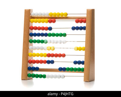 Abacus in legno per bambini isolato su bianco Foto Stock