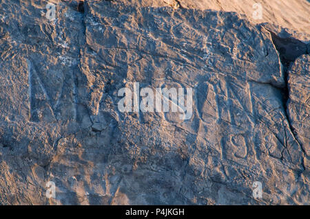 Pioneer sculture di iscrizione al vertice, Mount Helena City Park, Helena, Montana Foto Stock