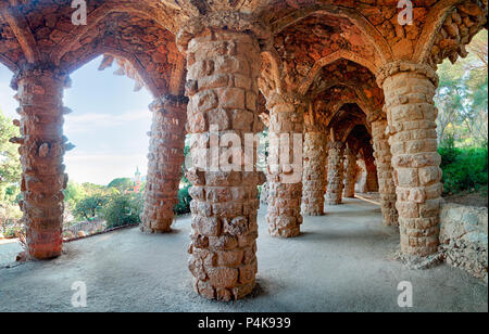 Parco Guell di Barcellona, nessuno. Foto Stock