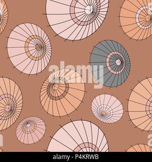 Vector seamless pattern con beige giappone ombrelloni Illustrazione Vettoriale