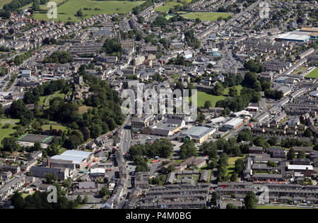 Vista aerea di Clitheroe Town Center, Lancashire, Regno Unito Foto Stock