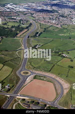 Vista aerea della baia Gateway nuova strada verso Morecambe, Lancashire, Regno Unito Foto Stock