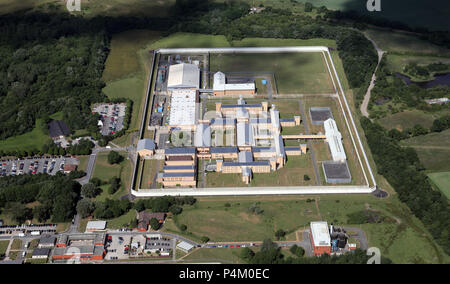 Veduta aerea di HMP Garth, una prigione vicino a Leyland, Lancashire (molto vicino ad un'altra prigione: HMP Wymott) Foto Stock