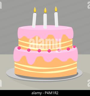 Stratificati colorati torta di compleanno con candele Illustrazione Vettoriale