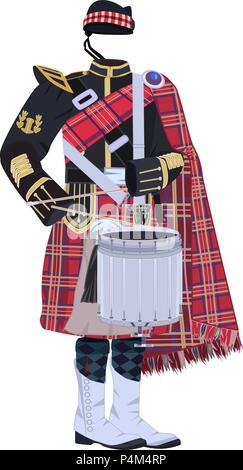 Vettore tradizionale scozzese di abbigliamento, tenor drum Illustrazione Vettoriale