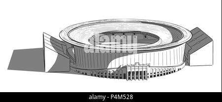 Mano bozzetto del stadio principale in Ekaterinburg. Illustrazione Vettoriale