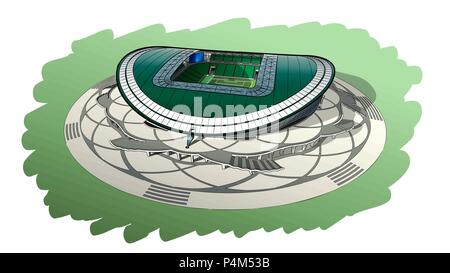 Mano bozzetto del stadio principale a Kazan. Illustrazione Vettoriale