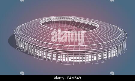 Mano bozzetto del stadio principale a Mosca. Illustrazione Vettoriale