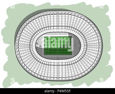 Mano bozzetto del stadio principale a Mosca. Illustrazione Vettoriale