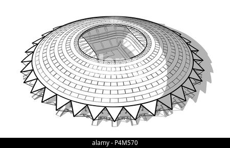 Mano bozzetto del nuovo stadio di Samara. Illustrazione Vettoriale