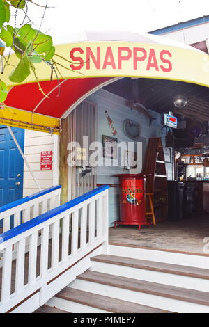 Snappas ristorante di pesce al di fuori in Marsh Harbour sulla grande isola Abago in Bahamas. Foto Stock