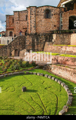 Complesso di Koricancha a Cusco, Perù. Koricancha era il più importante tempio nell'impero Inca, dedicata al dio Sole Foto Stock