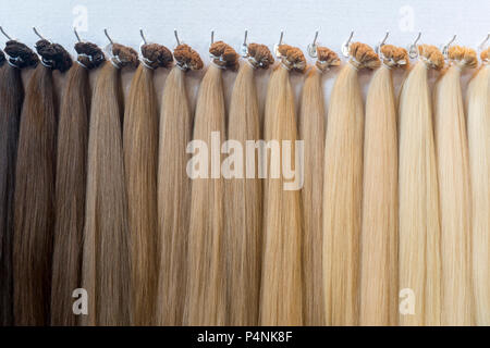 I colori dei capelli tavolozza. Hair Texture di sfondo, i colori dei capelli set. Le tinte. Capelli tinti dei campioni di colore Foto Stock