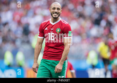 Noureddine AMRABAT (MAR) è deluso dopo il fischio finale, deluso, deluso, deluso, triste, frustrato, frustrato hastate, mezza figura, mezza figura, le espressioni del viso, Portogallo (POR) - Marocco (MAR) 1: 0, turno preliminare, gruppo B, gioco 19 su 20.06.2018 a Mosca; Coppa del Mondo di Calcio 2018 in Russia dal 14.06. - 15.07.2018. | Utilizzo di tutto il mondo Foto Stock