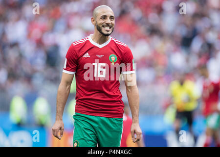 Noureddine AMRABAT (MAR) è deluso dopo il fischio finale, deluso, deluso, deluso, triste, frustrato, frustrato hastate, mezza figura, mezza figura, le espressioni del viso, Portogallo (POR) - Marocco (MAR) 1: 0, turno preliminare, gruppo B, gioco 19 su 20.06.2018 a Mosca; Coppa del Mondo di Calcio 2018 in Russia dal 14.06. - 15.07.2018. | Utilizzo di tutto il mondo Foto Stock