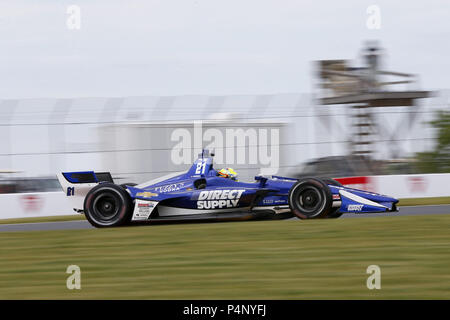 Elkhart Lake, Wisconsin, Stati Uniti d'America. Il 22 giugno, 2018. SPENCER PIGOT (21) degli Stati Uniti prende il via alla pratica per la Kohler Grand Prix a Road America di Elkhart Lake, nel Wisconsin. Credito: Justin R. Noe Asp Inc/ASP/ZUMA filo/Alamy Live News Foto Stock