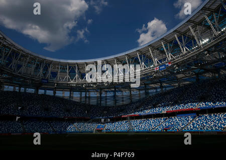 Nizhny Novgorod, Russia. Il 23 giugno 2018. Una vista generale di Nizhny Novgorod Stadium prima a Panama la sessione di formazione, prima della loro 2018 Coppa del Mondo FIFA Gruppo G partita contro l'Inghilterra, a Nizhny Novgorod Stadium il 23 giugno 2018 a Nizhny Novgorod, Russia. (Foto di Daniel Chesterton/phcimages.com) Credit: Immagini di PHC/Alamy Live News Foto Stock