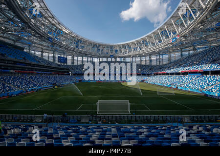 Nizhny Novgorod, Russia. Il 23 giugno 2018. Una vista generale di Nizhny Novgorod Stadium prima a Panama la sessione di formazione, prima della loro 2018 Coppa del Mondo FIFA Gruppo G partita contro l'Inghilterra, a Nizhny Novgorod Stadium il 23 giugno 2018 a Nizhny Novgorod, Russia. (Foto di Daniel Chesterton/phcimages.com) Credit: Immagini di PHC/Alamy Live News Foto Stock