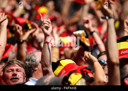 Mosca, Russo. Il 23 giugno, 2018. 23.06.2018. Mosca, Federazione:BELGIO FAN FESTEGGIA IL GOL nella Coppa del Mondo FIFA Russia 2018, gruppo C, la partita di calcio tra Belgio V TUNISIA in SPARTAK STADIUM di Mosca Stadium Credit: Indipendente Agenzia fotografica/Alamy Live News Foto Stock