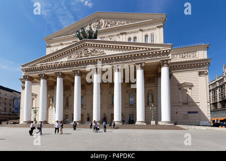 Vista esterna del Teatro Bolshoi edificio. Mosca, Russia. Foto Stock