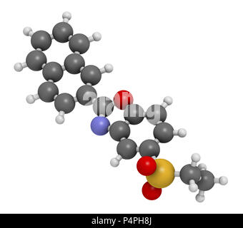 Ezutromid Duchene distrofia muscolare molecola di farmaco. Attivatore di utrophin. Il rendering 3D. Gli atomi sono rappresentati come sfere con colore convenzionale codi Foto Stock