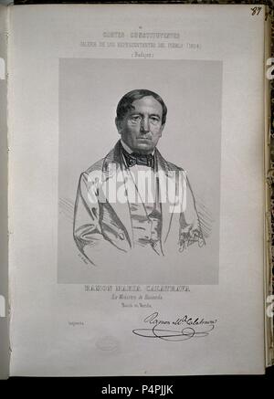 CORTES CONSTITUYENTES - GALERIA DE LOS REPRESENTANTES DEL PUEBLO - 1854 - RAMON MARIA CALATRAVA - PG 87. Autore: J. Vallejo. Posizione: Congreso de los Diputados-ARCHIVO, MADRID, Spagna. Foto Stock