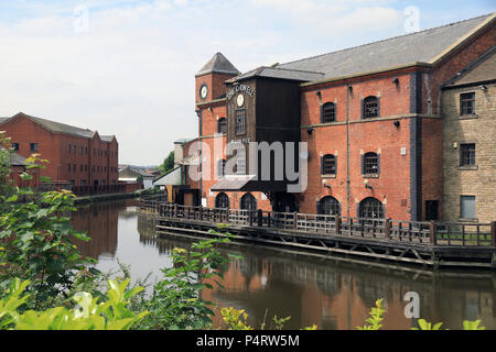 Wigan Pier, reso famoso da George Orwell, nel Lancashire in NW England, Regno Unito Foto Stock