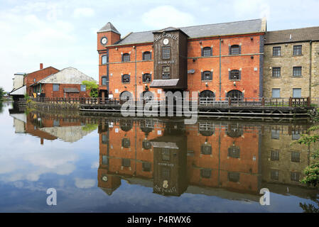 Wigan Pier, reso famoso da George Orwell, nel Lancashire in NW England, Regno Unito Foto Stock