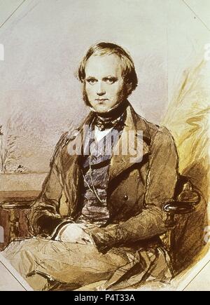 Ritratto di Robert Charles Darwin (1809-1882), naturalista britannico che ha studiato la trasmutazione delle specie. Londra, chirurgo House. Posizione: chirurgo House, Londra, Inghilterra. Foto Stock