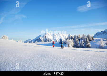 Austria, Tirolo, giovane con le racchette da neve Foto Stock