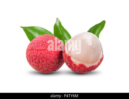 Il Lychee isolato su bianco con percorso di clipping. Foto Stock